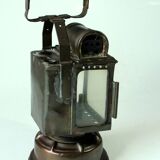 1930s - old carbide lamp, railway signal lamp, made of copper, metal and glass, by A. Butin/Paris