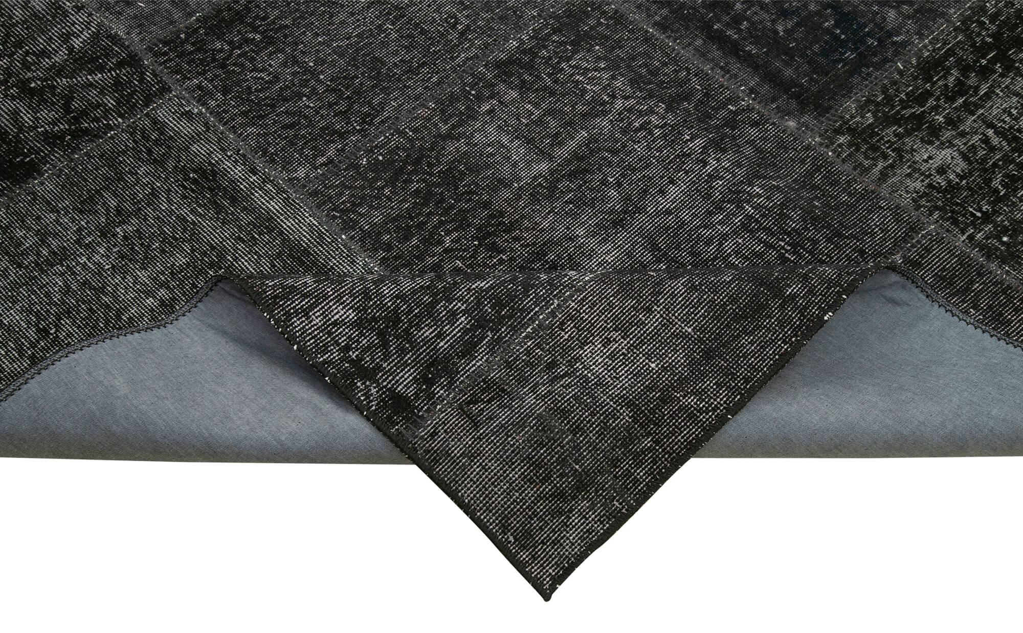 Handmade Turkish Overdyed 193 cm x 300 cm Black Patchwork Carpet