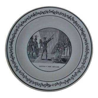 Earthenware plate Montereau 1825 hollow mark Mau N°8 François 1st knight