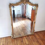 Large gilded mirror louis XV rockery  142x99cm