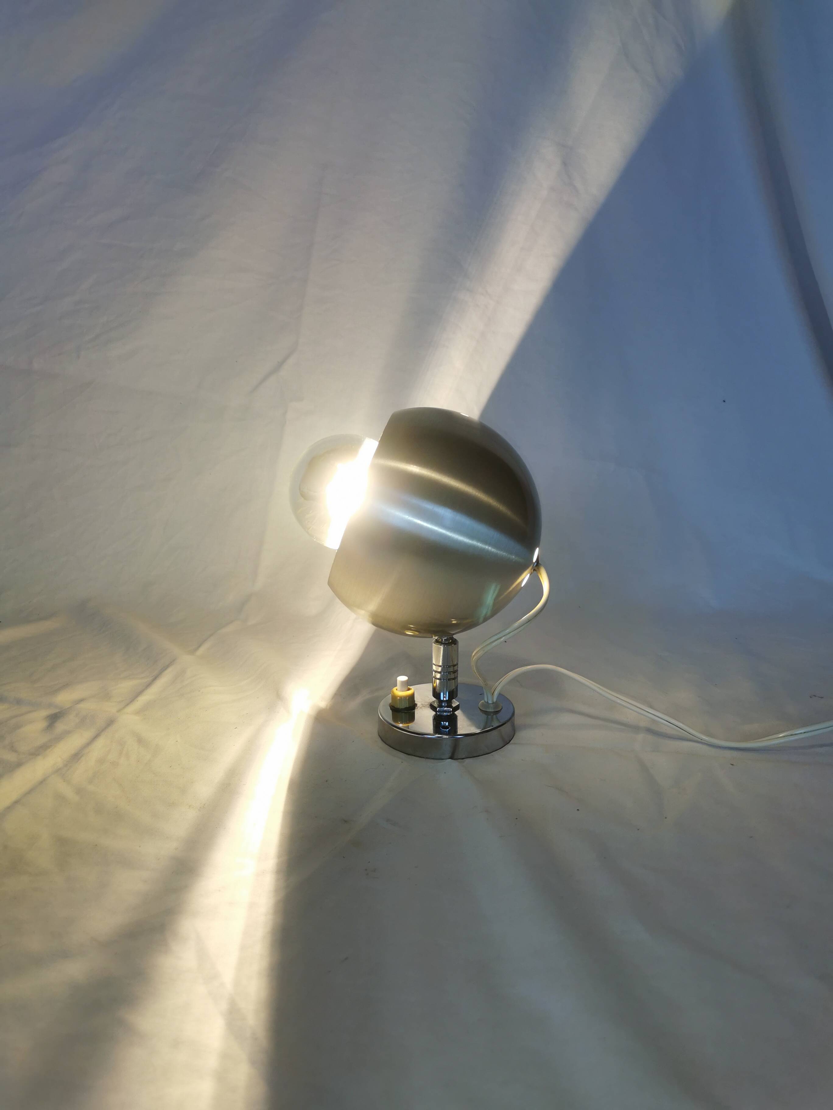 Lampe spot Eyeball aluminium brossé, 1970