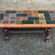 Rectangular coffee table made of solid wood and ceramic 1950