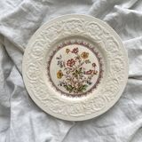 Assiette plate en terre de fer polychrome anglaise "Wild Rose" Booths