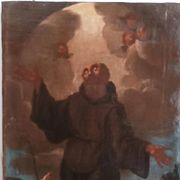 Old Oil Painting on Canvas, Baroque Period, Depicting a Franciscan Saint