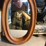 Oval solid wood mirror
