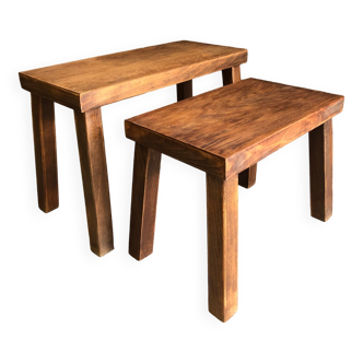 Pair of wooden nesting tables