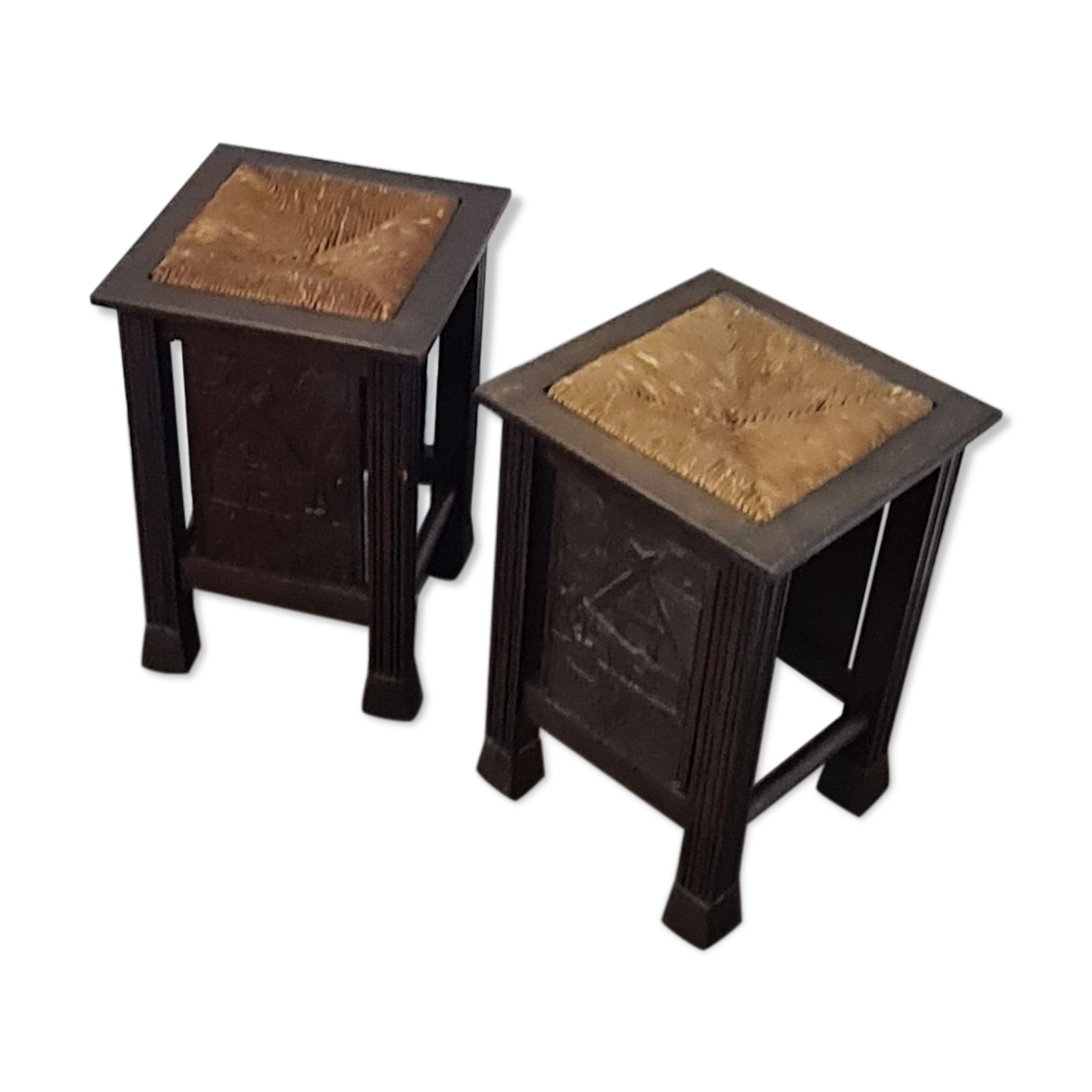 Vintage oak stools made in Worpswede Germany