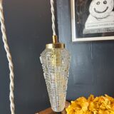 Lampe baladeuse ou suspension tulipe ancienne en verre moulé circa 70