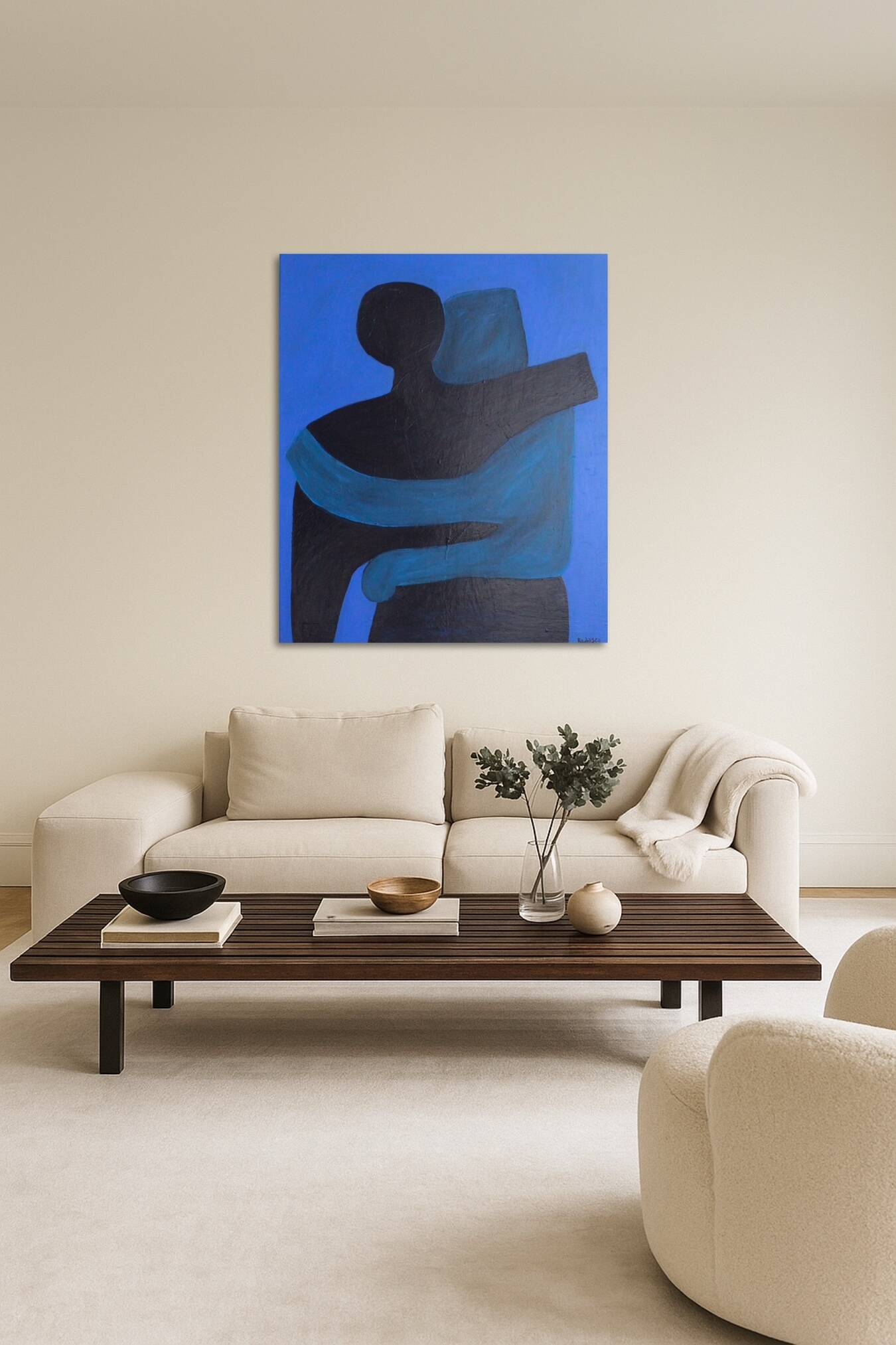 Abstrait figuratif contemporain "Can i hold you" 100x81cm