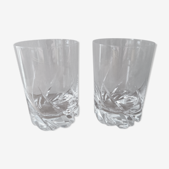 Paire de verres à whisky modèle Bleneau signés Daum France