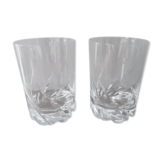 Pair of Bleneau whisky glasses signed Daum France