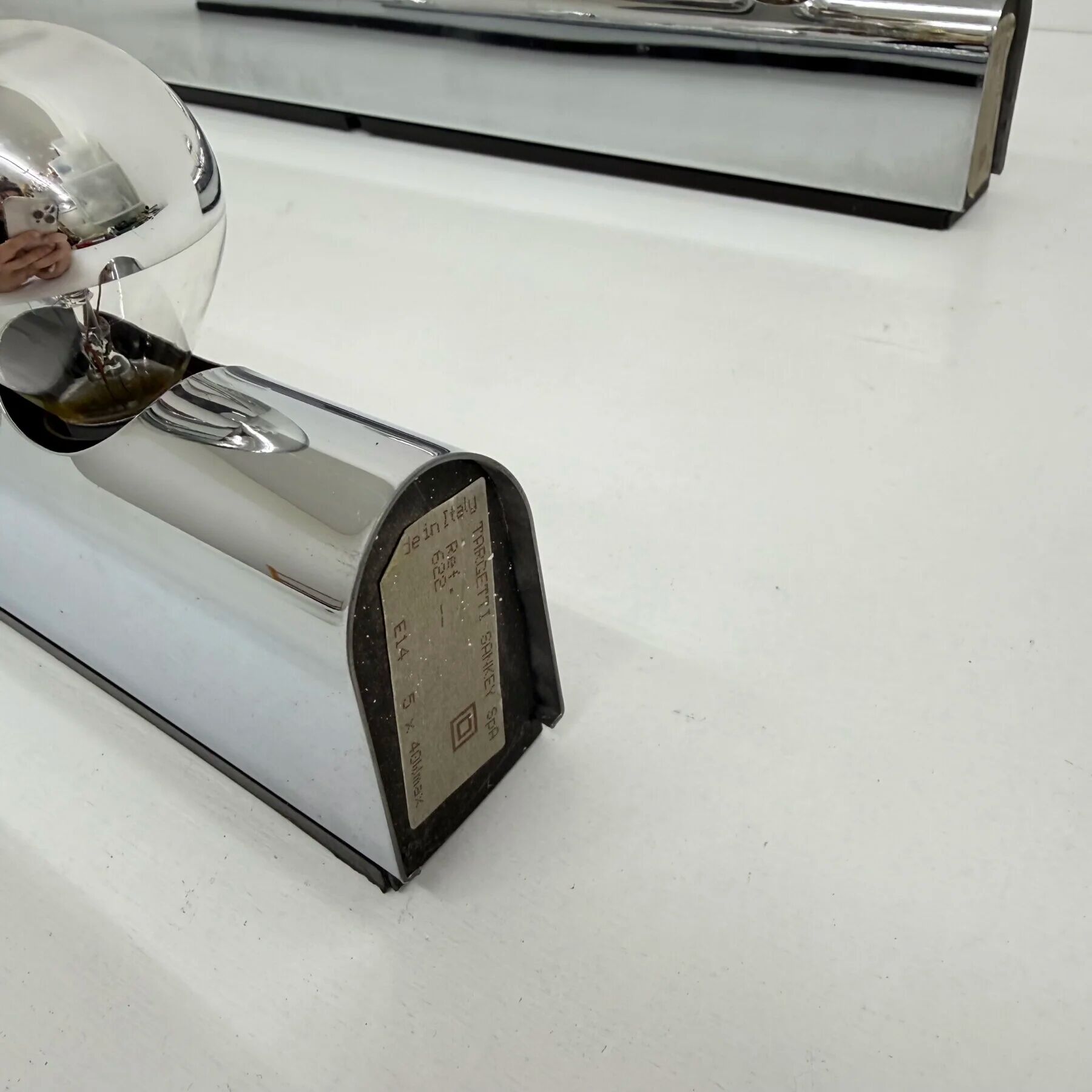 Set of 2 Targetti Sankey chrome wall lamps, 1970s