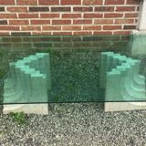 Table basse en travertin et verre, Carlo Scarpa, Italy, 1970s