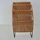 Raoul Guys rattan and metal magazine rack from the 50s