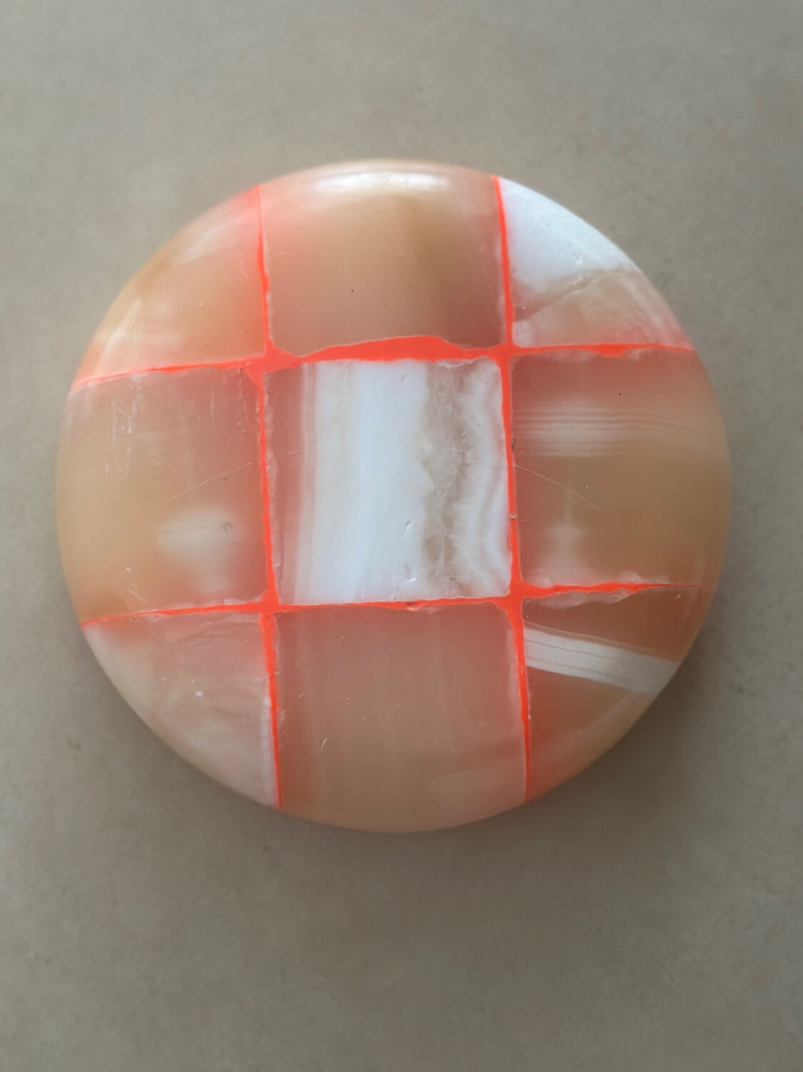 Sculptural ashtray catchall in red graphic pattern onyx marble