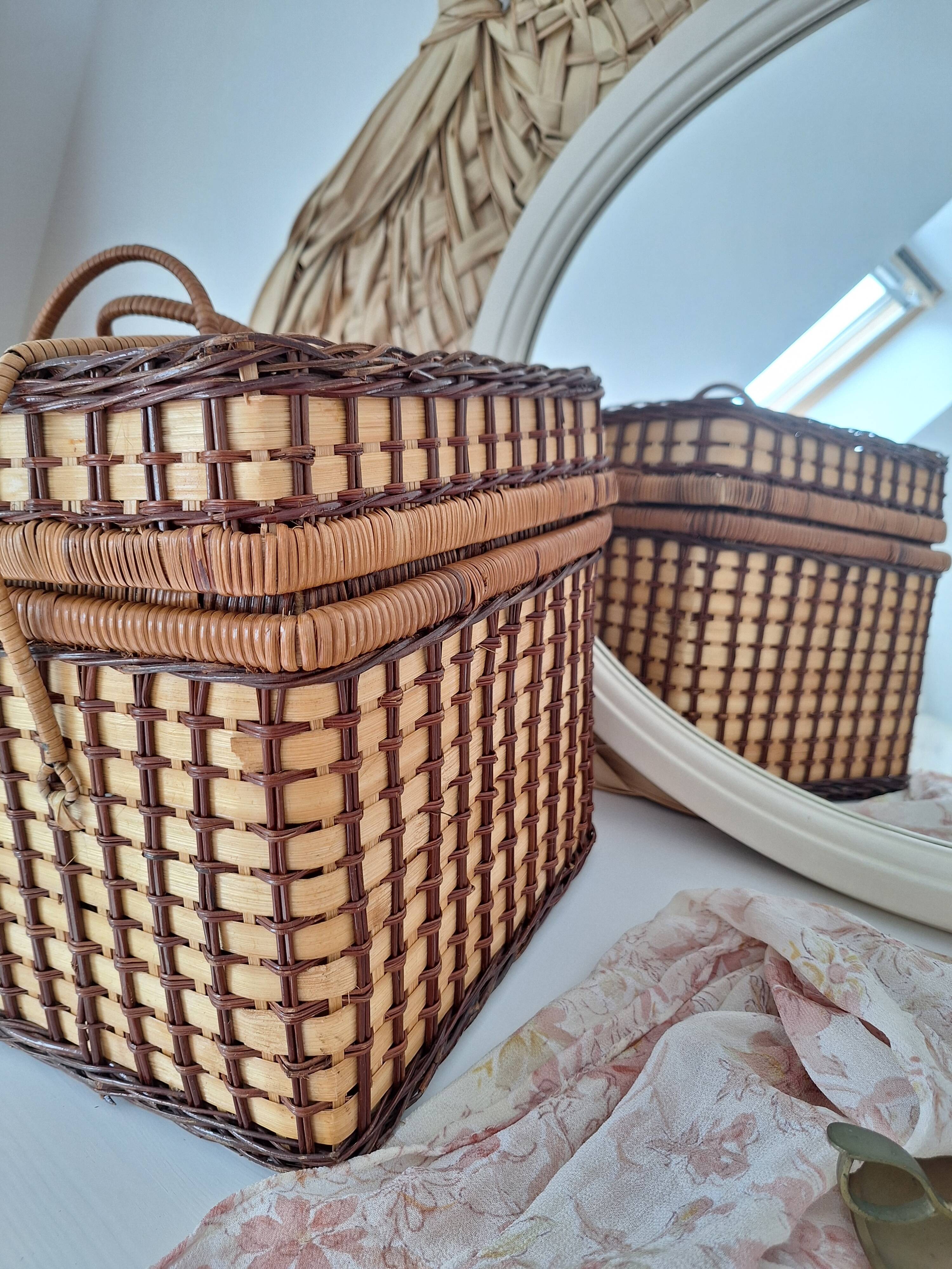 Vintage wicker suitcase