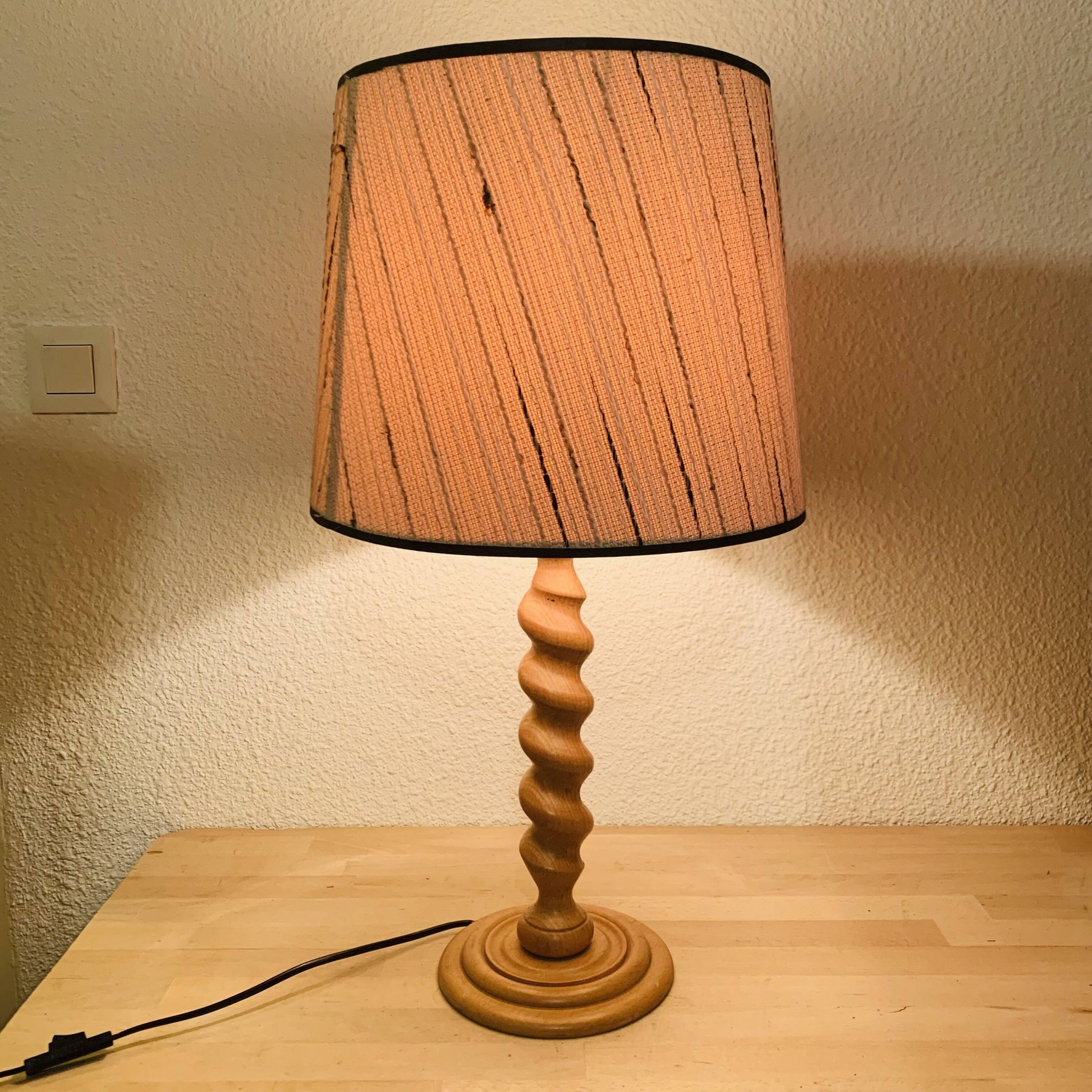 Turned wood lamp from the 70s