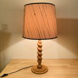 Lampe bois tourné années 70