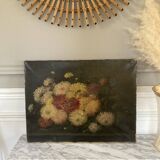 Oil on canvas 19th century bouquet of flowers