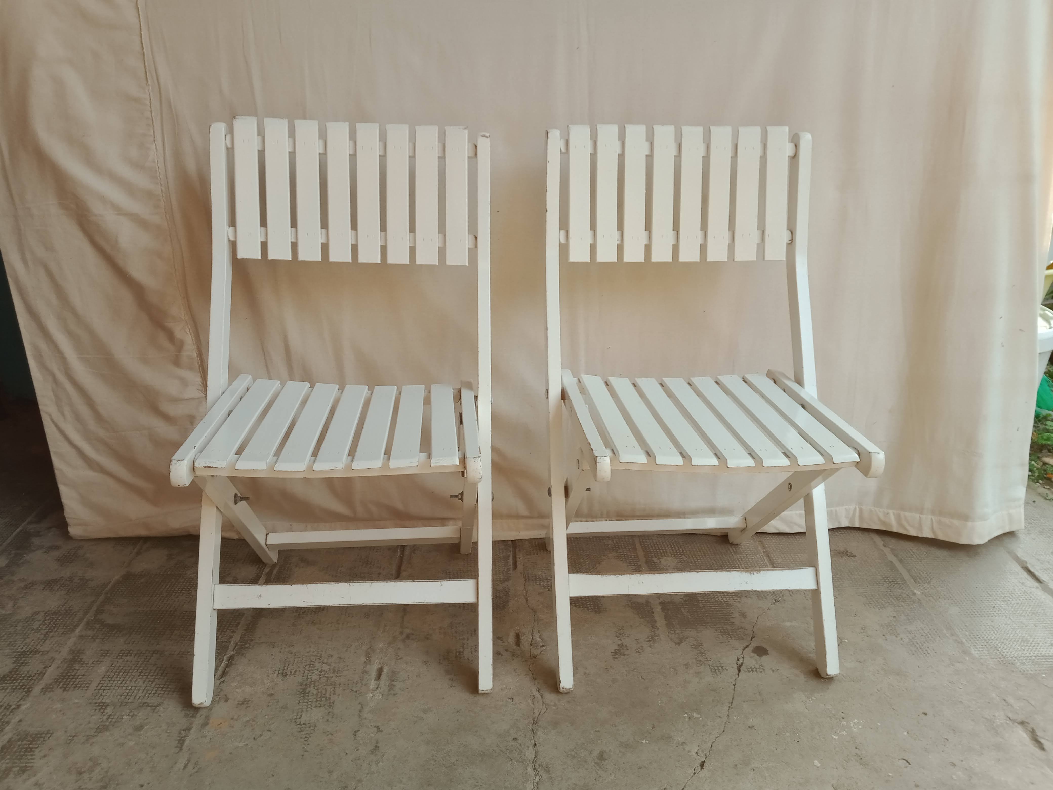 Vintage garden furniture R Gleizes in white painted wood