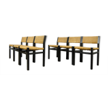 Set of 6 dining chairs with wicker seats by Martin Visser and produced by ‘t Spectrum, 1970s