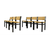 Set of 6 dining chairs with wicker seats by Martin Visser and produced by ‘t Spectrum, 1970s