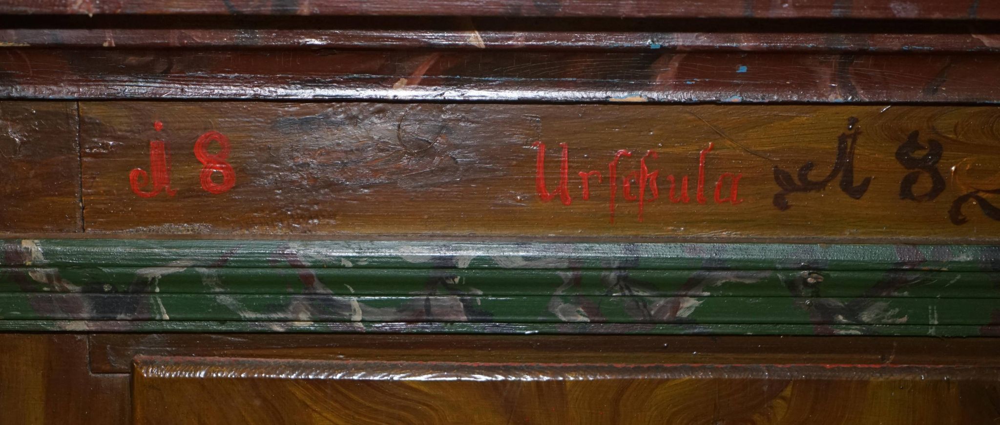 Armoire de mariage allemande peinte à la main, ancienne, 1829-1851