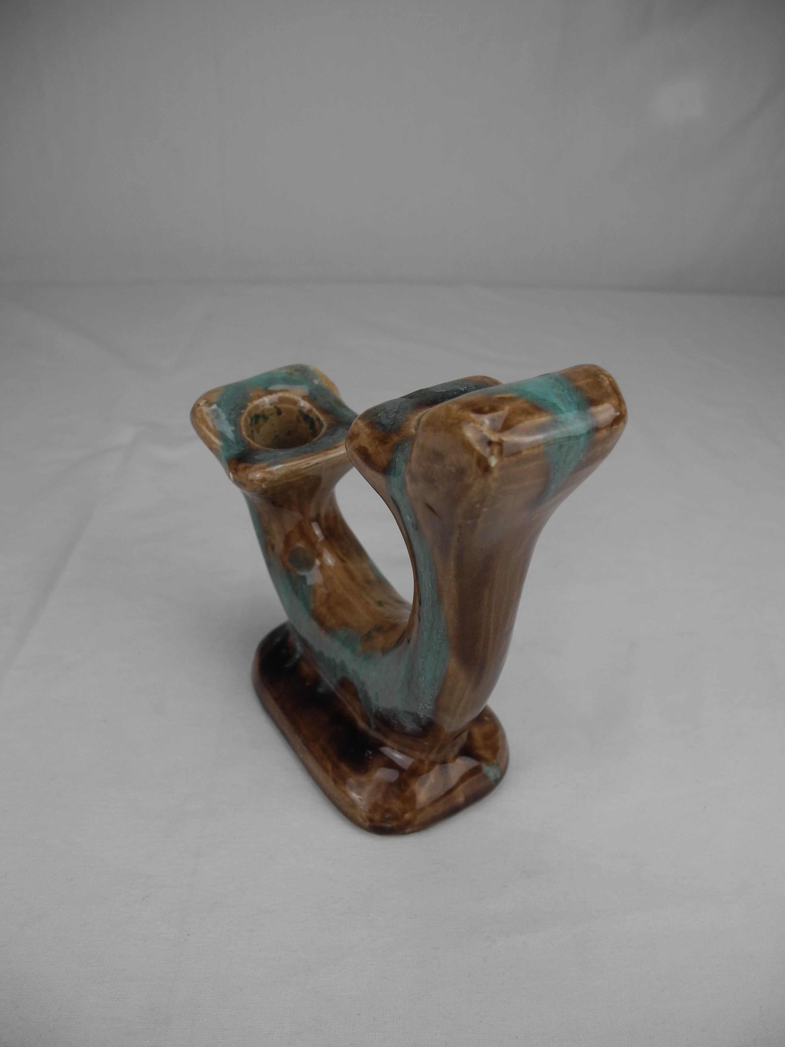 Antique double ceramic candlestick vintage candlestick