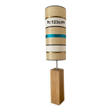 Large designer floor lamp - solid wood base - unique lampshade