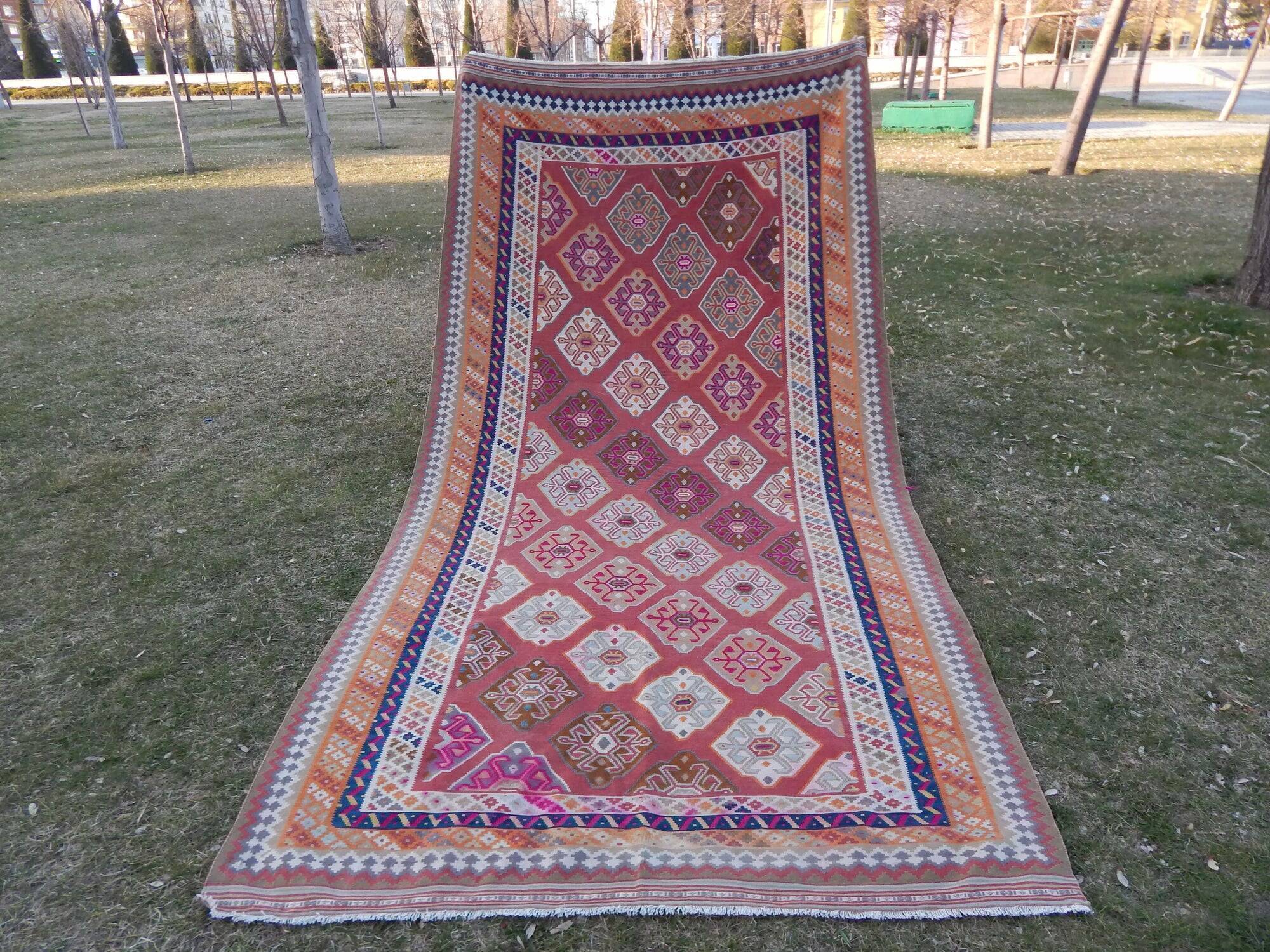Vintage Turkish kilim handwoven 154x294 cm
