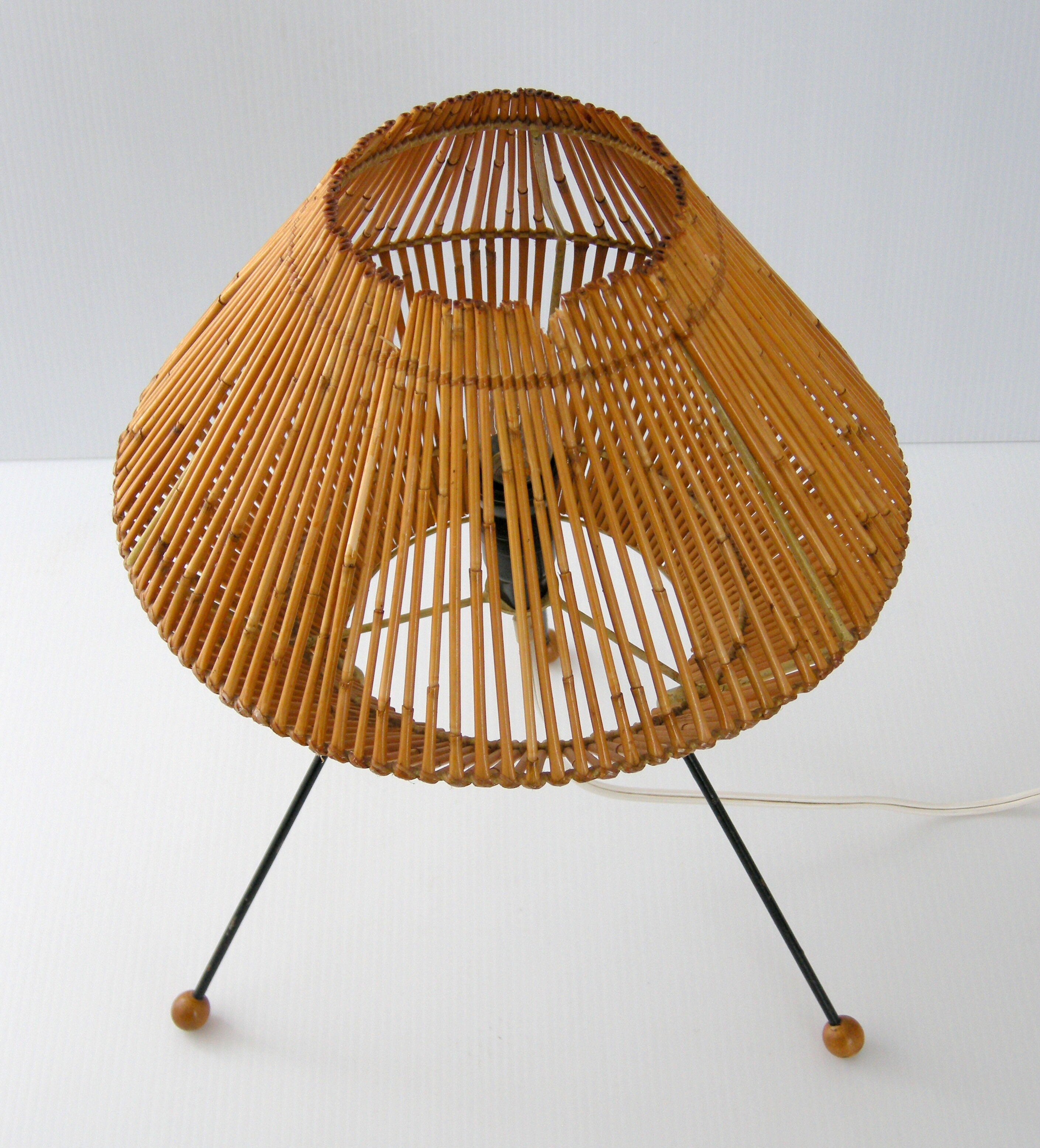 Three-year rattan lamp 1950 vintage