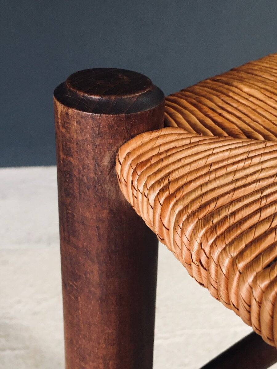 Brutalist bar stool by Charles Dudouyt, France, 1940s.