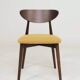 Modern Set of 4 Dining Chairs, Ochre Bouclè and Dark walnut beech wood