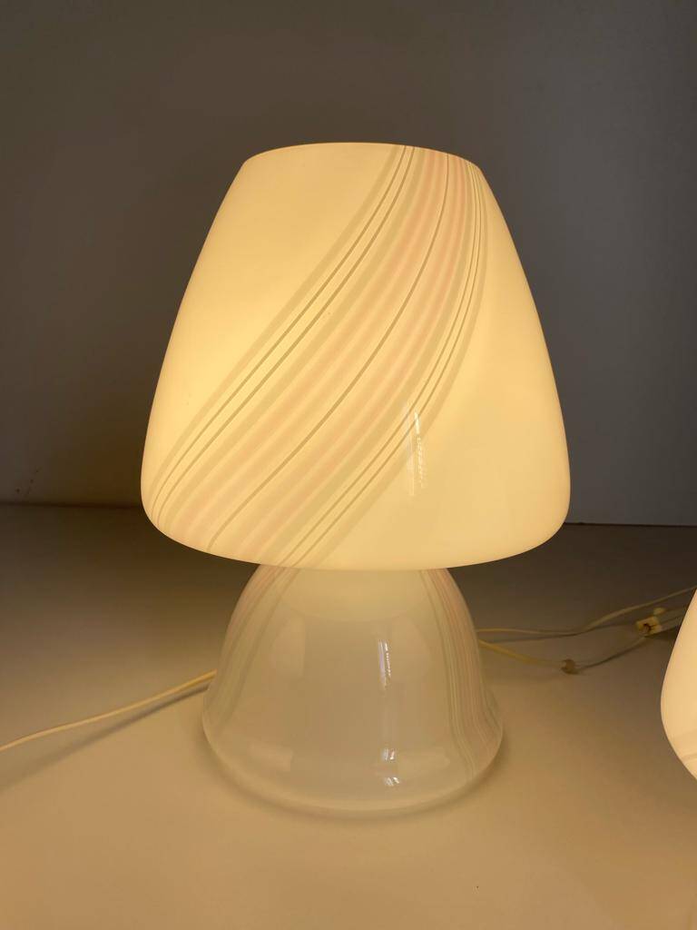 Vintage Murano mushroom table lamps, set of three, Maestri Muranesi, Italy 1970s