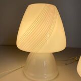 Vintage Murano mushroom table lamps, set of three, Maestri Muranesi, Italy 1970s