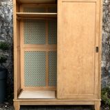 Parisian art deco wardrobe sliding doors solid raw oak