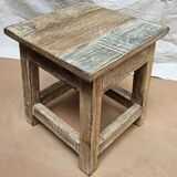 Small teak stool with 1 drawer