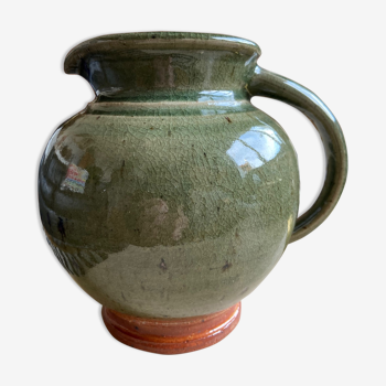 Green enamelled sandstone pitcher