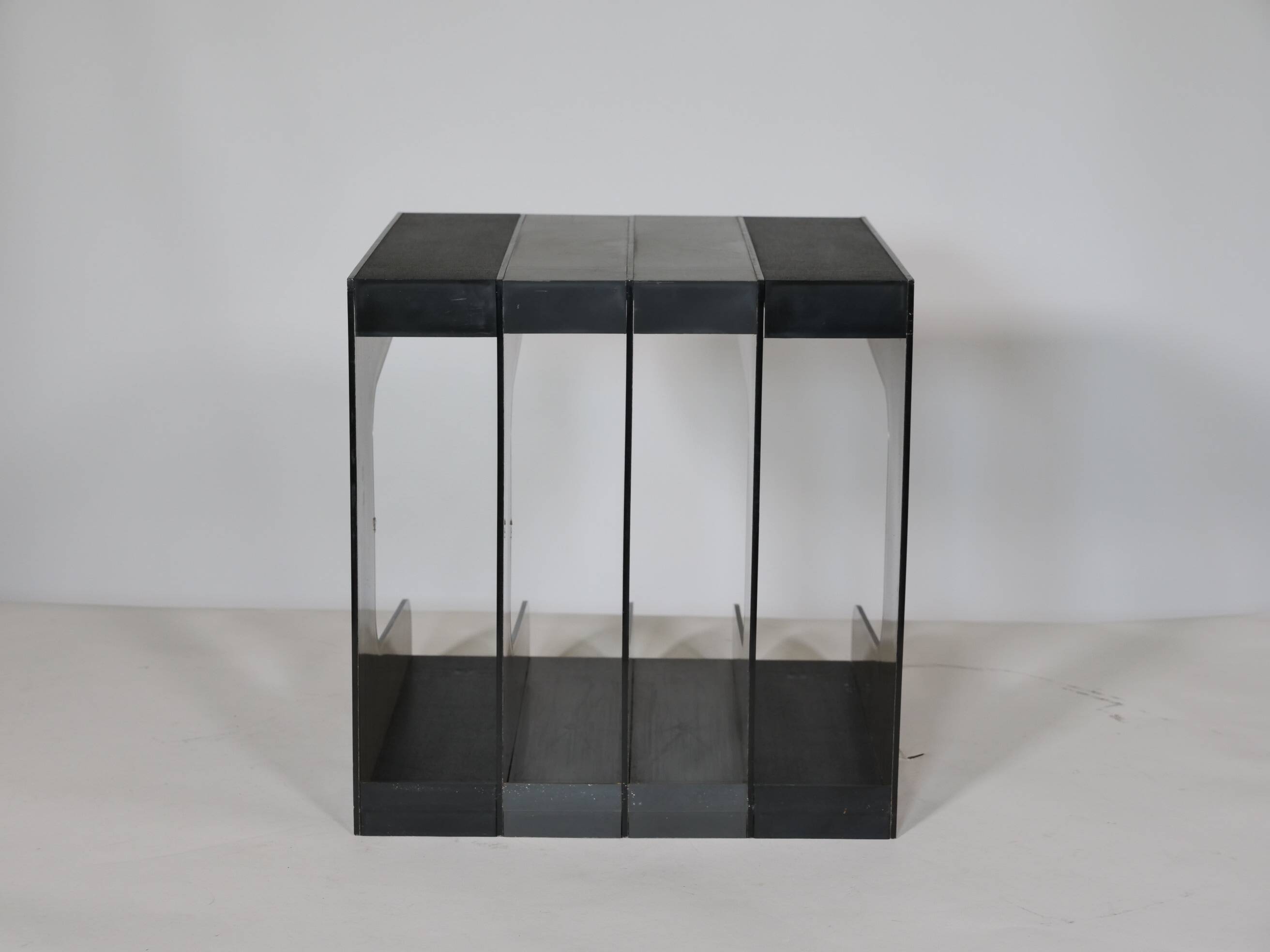 Space Age Vinyl Record Rack in Smoked Acrylic, 1970s