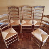 6 old straw chairs 19th