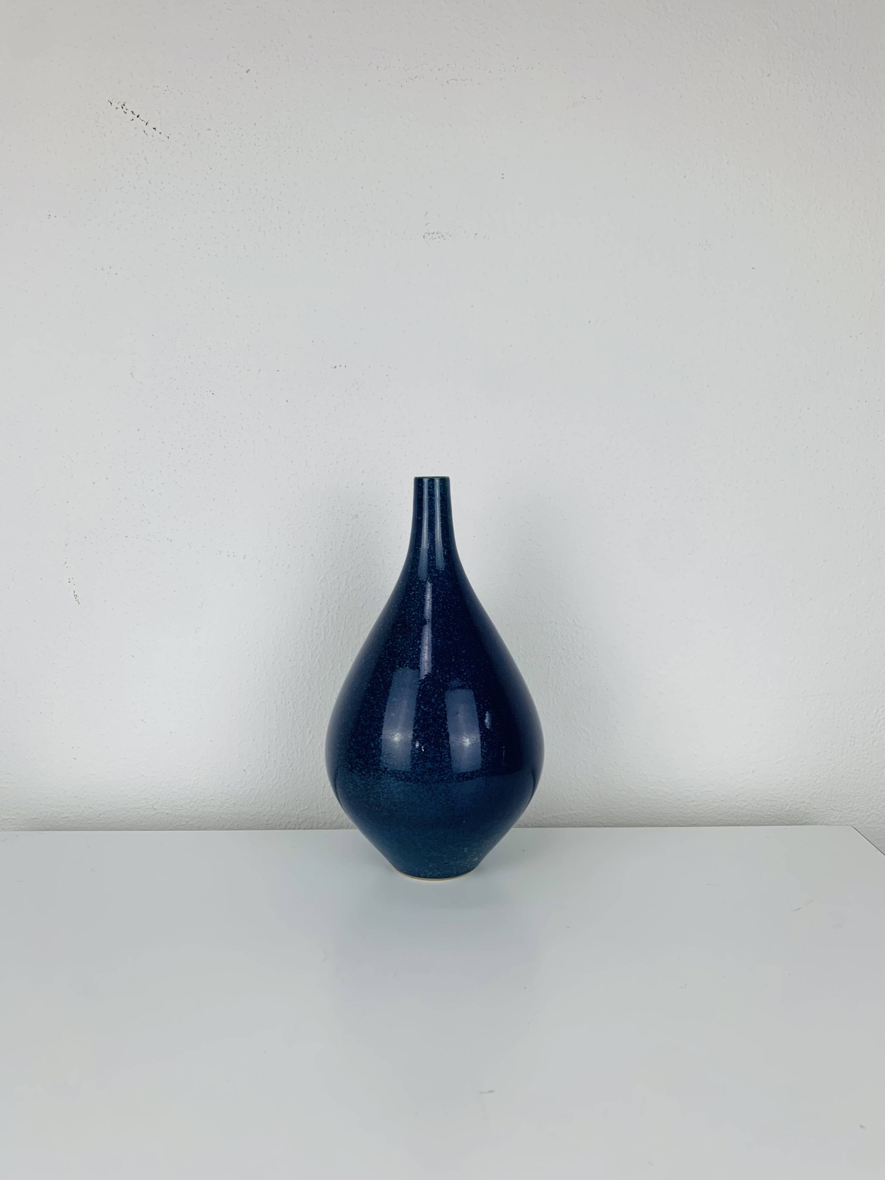 Vintage blue ceramic vase