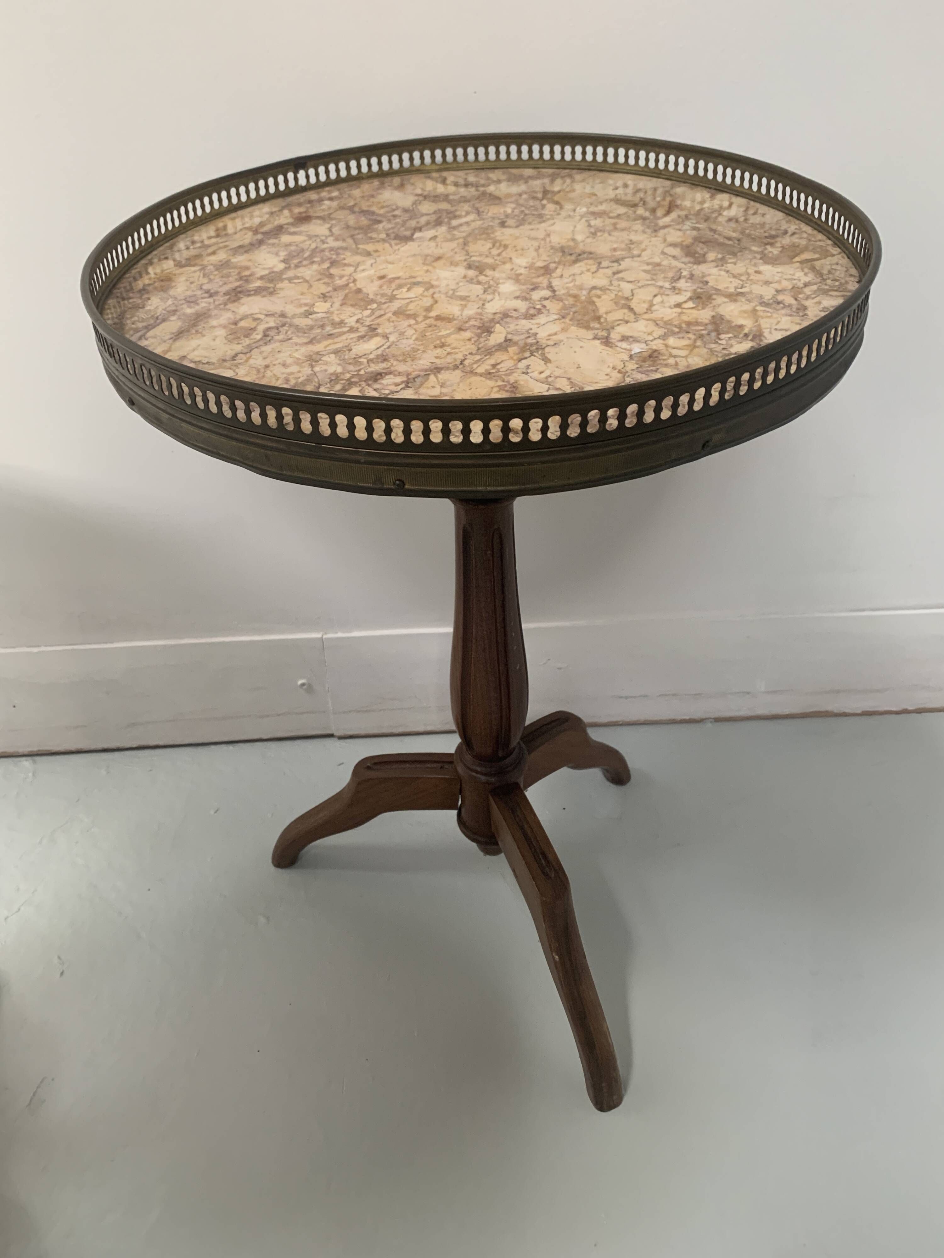 Pair of Louis XVI style pedestal tables in stained beech, 20th century