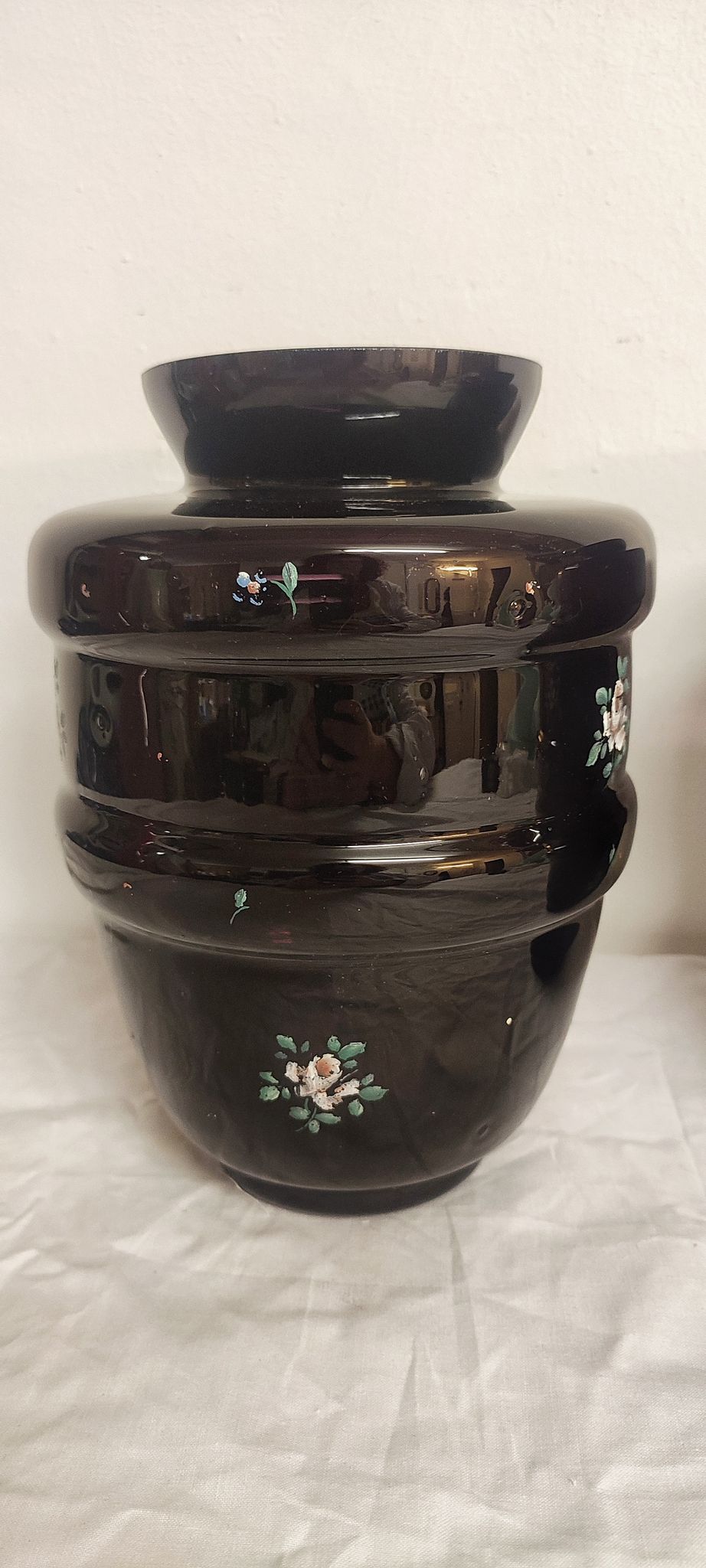 Pair of painted glass vases, France, 1940