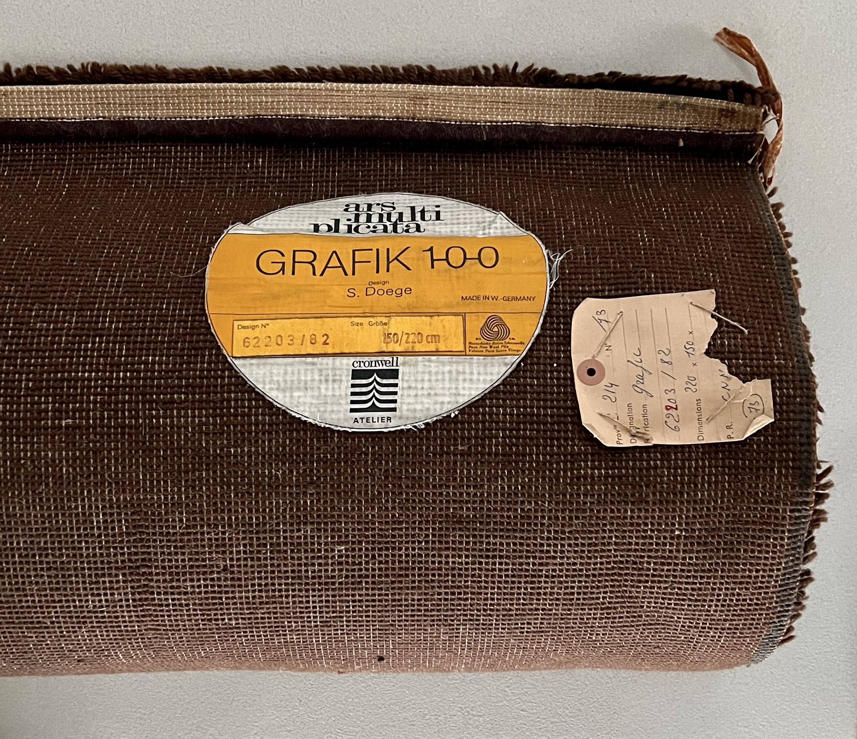 Wool rug series Grafik 100 by S. Doege, Germany 70s