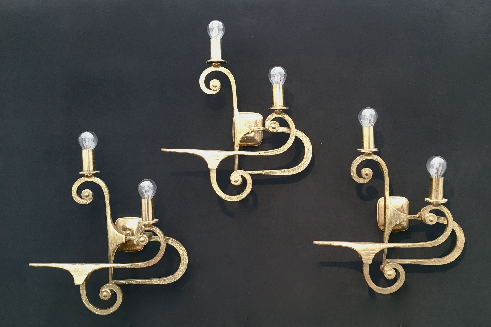 Appliques italiennes en bronze de G. Piombanti, 1950