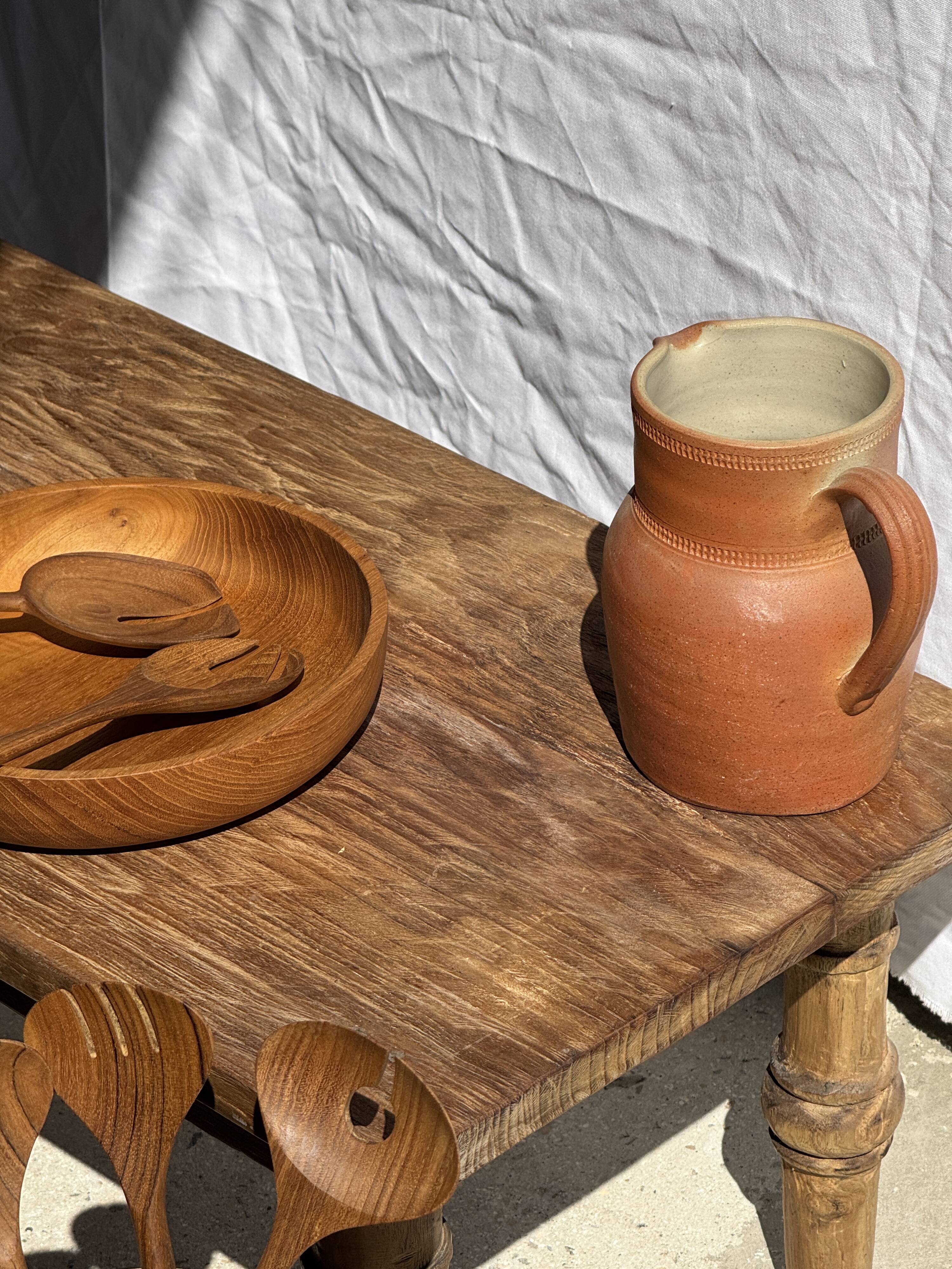 Salad server or large flat oval teak spoon L28 D8.5