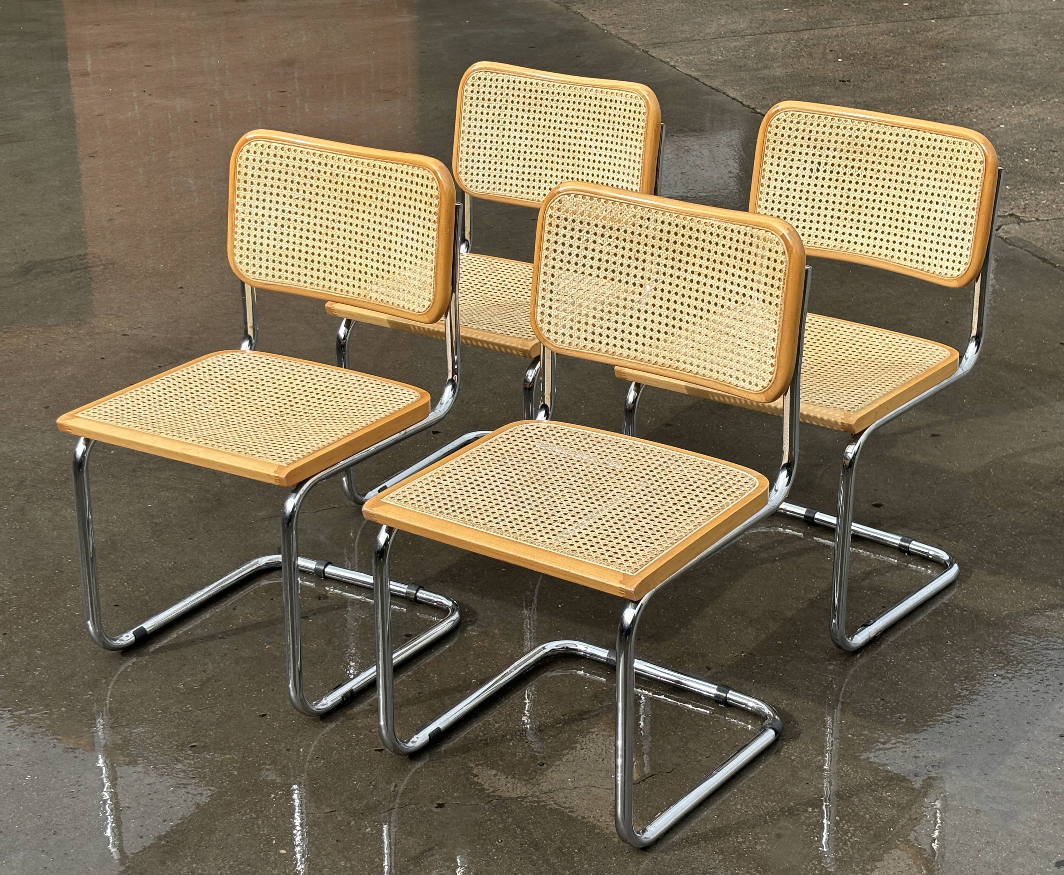 Set of 4 chairs model Cesca B32 designed by Marcel Breuer design