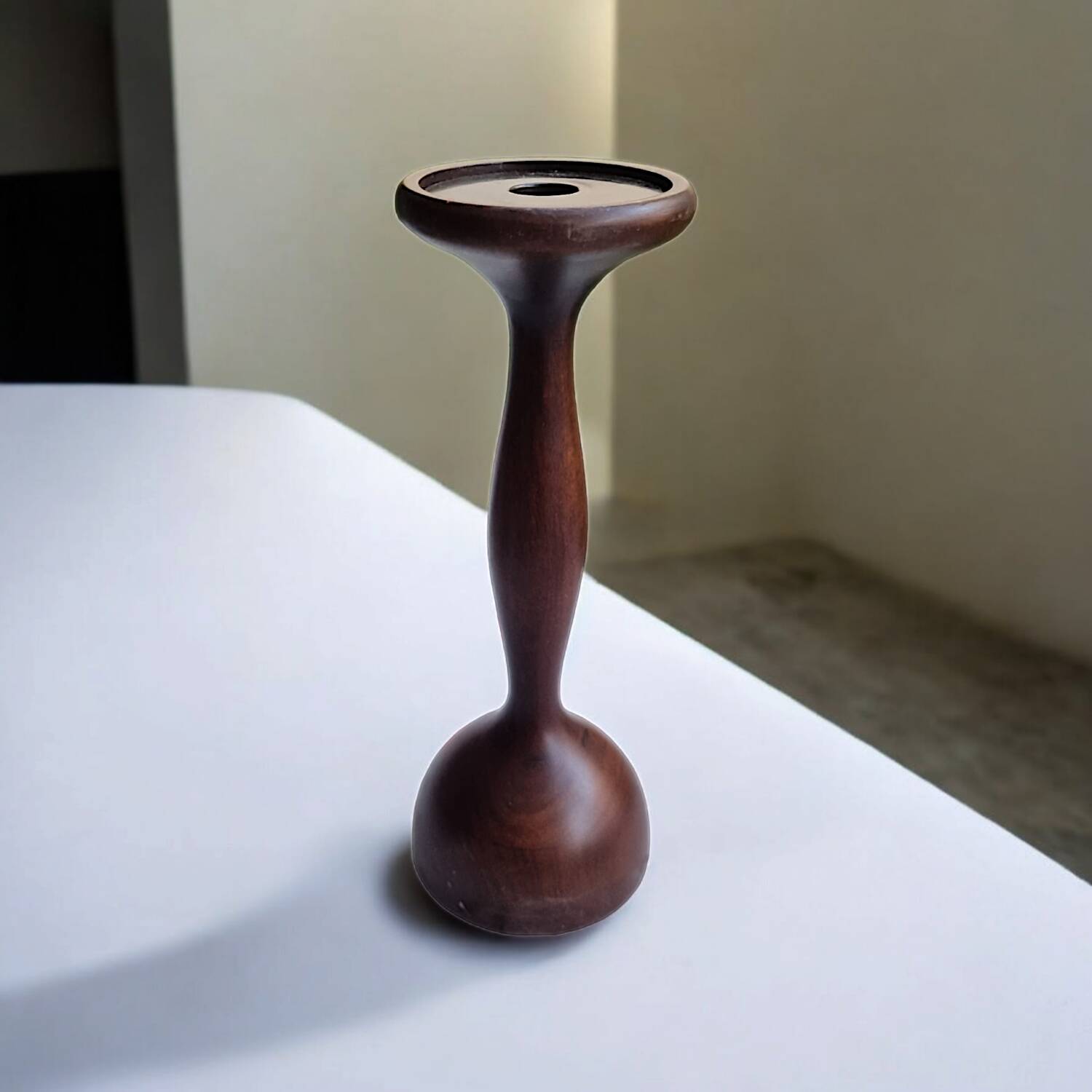 Large solid wood candle holder