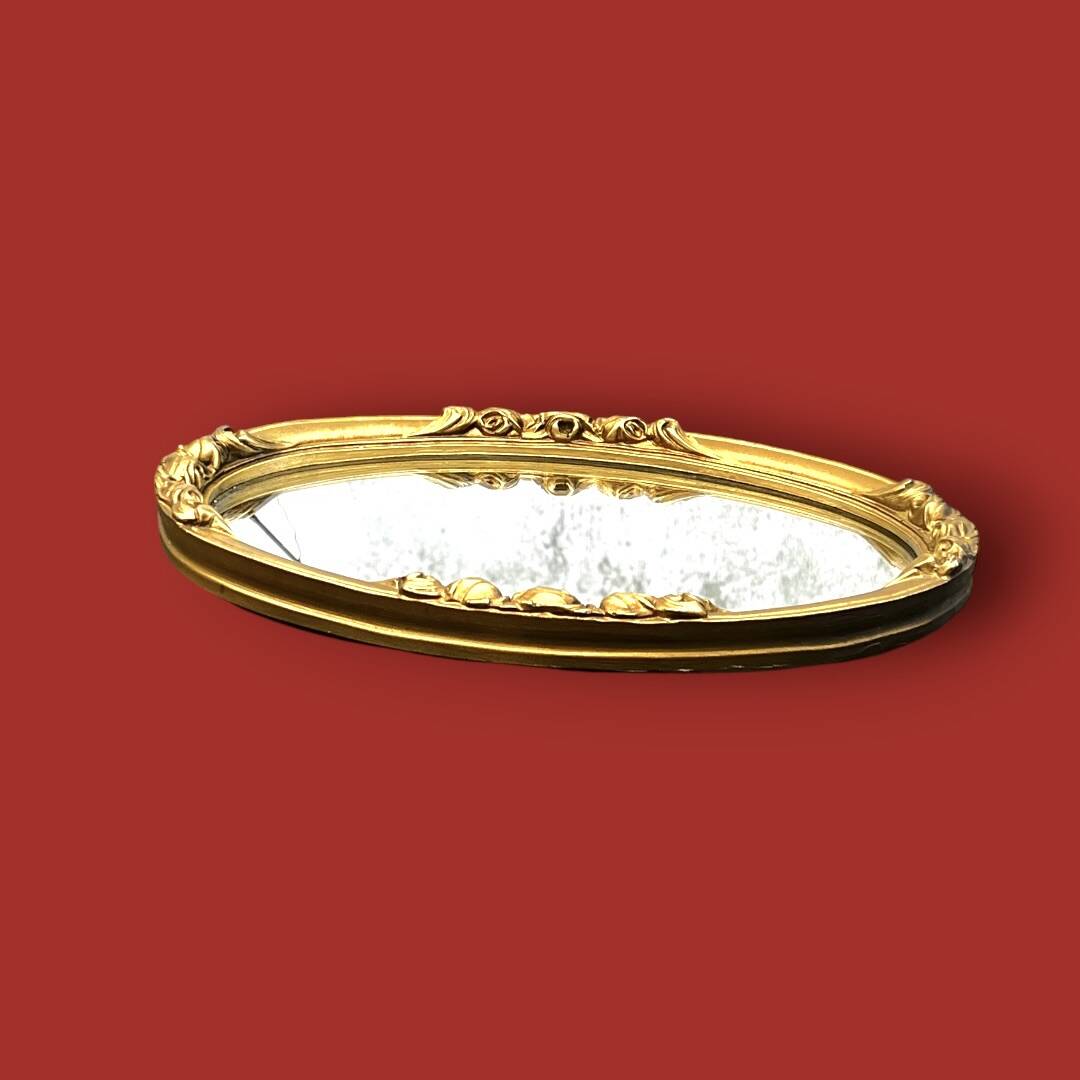 Small vintage oval mirror in gilded resin – 1960s