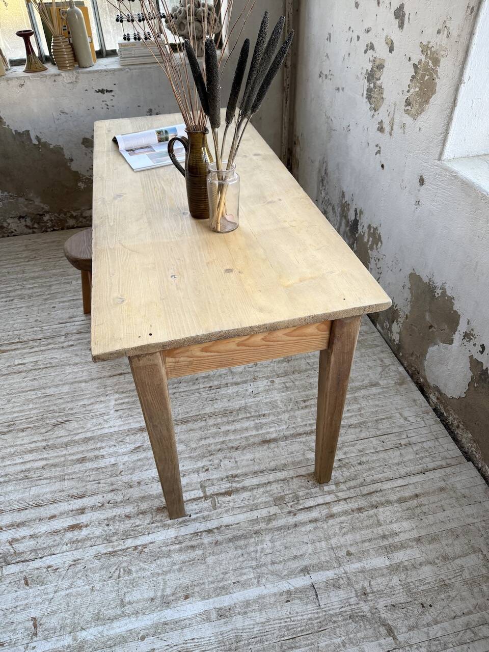Table de ferme en pin et chêne